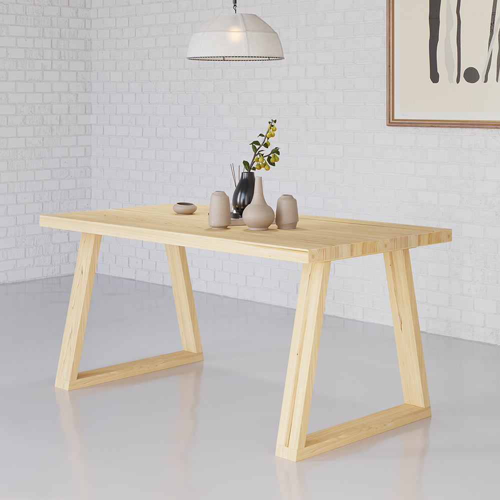 63" Natural Rectangular Dining Table Pine Wood Table for Dining