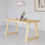 63" Natural Rectangular Dining Table Pine Wood Table for Dining