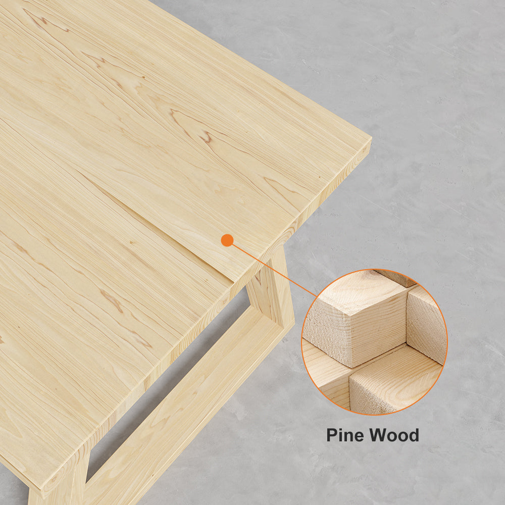 63" Natural Rectangular Dining Table Pine Wood Table for Dining