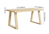 63" Natural Rectangular Dining Table Pine Wood Table for Dining