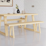 63" Natural Rectangular Dining Table Pine Wood Table for Dining