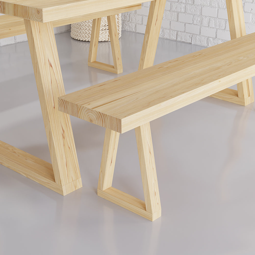 63" Natural Rectangular Dining Table Pine Wood Table for Dining