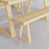 63" Natural Rectangular Dining Table Pine Wood Table for Dining