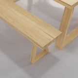 63" Natural Rectangular Dining Table Pine Wood Table for Dining
