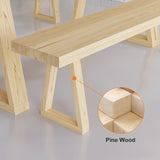 63" Natural Rectangular Dining Table Pine Wood Table for Dining