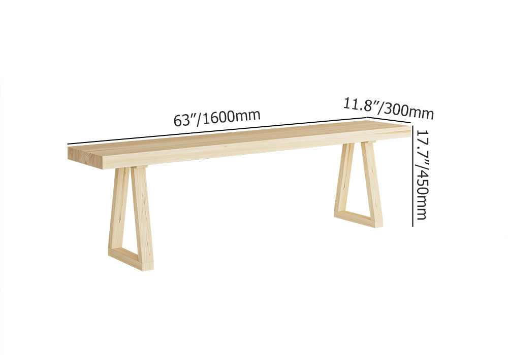63" Natural Rectangular Dining Table Pine Wood Table for Dining