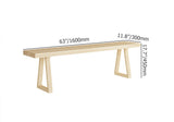 63" Natural Rectangular Dining Table Pine Wood Table for Dining