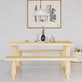 63" Natural Rectangular Dining Table Pine Wood Table for Dining
