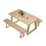 63" Natural Rectangular Dining Table Pine Wood Table for Dining