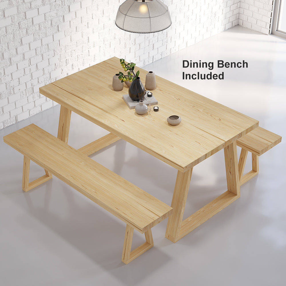 63" Natural Rectangular Dining Table Pine Wood Table for Dining