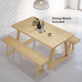63" Natural Rectangular Dining Table Pine Wood Table for Dining