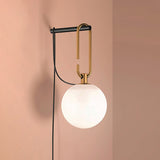 Modern Globe Plug-in Wall Sconce Brass Indoor Wall Light