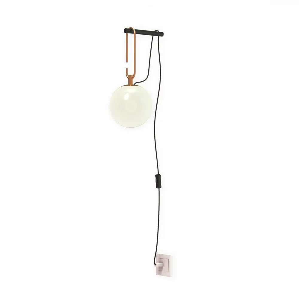 Modern Globe Plug-in Wall Sconce Brass Indoor Wall Light