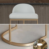 Gray PU Leather Upholstered Bar Stool in Gold Set of 2