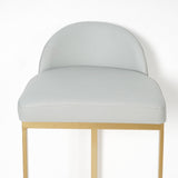 Gray PU Leather Upholstered Bar Stool in Gold Set of 2