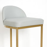 Gray PU Leather Upholstered Bar Stool in Gold Set of 2