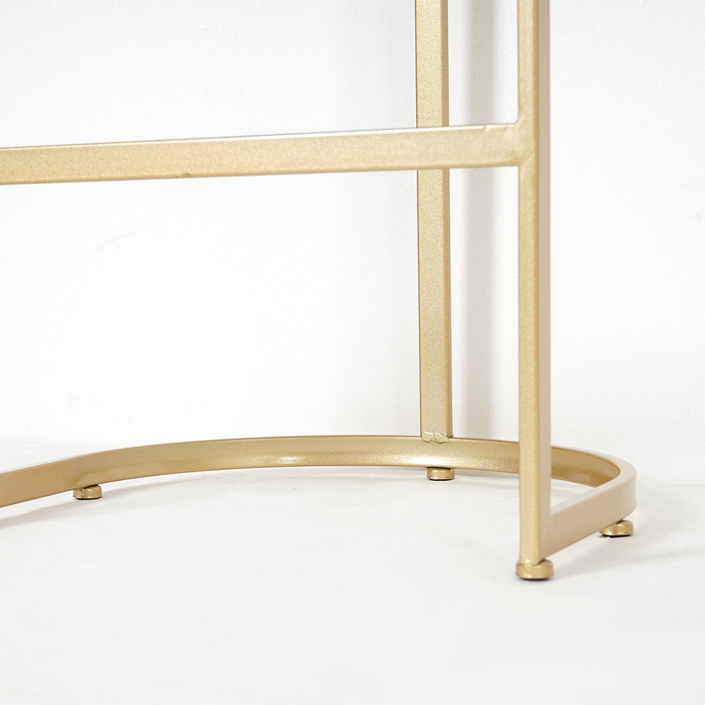 Gray PU Leather Upholstered Bar Stool in Gold Set of 2
