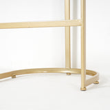 Gray PU Leather Upholstered Bar Stool in Gold Set of 2