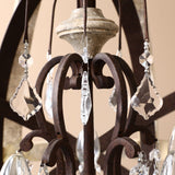 Retro Rustic Weathered Wooden Globe Metal Orb Crystal 5-Light Chandelier in Large