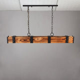 Rowen Industrial Loft Style 4-Light LED Linear Rust Wood & Metal Island Pendant Light