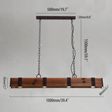 Rowen Industrial Loft Style 4-Light LED Linear Rust Wood & Metal Island Pendant Light