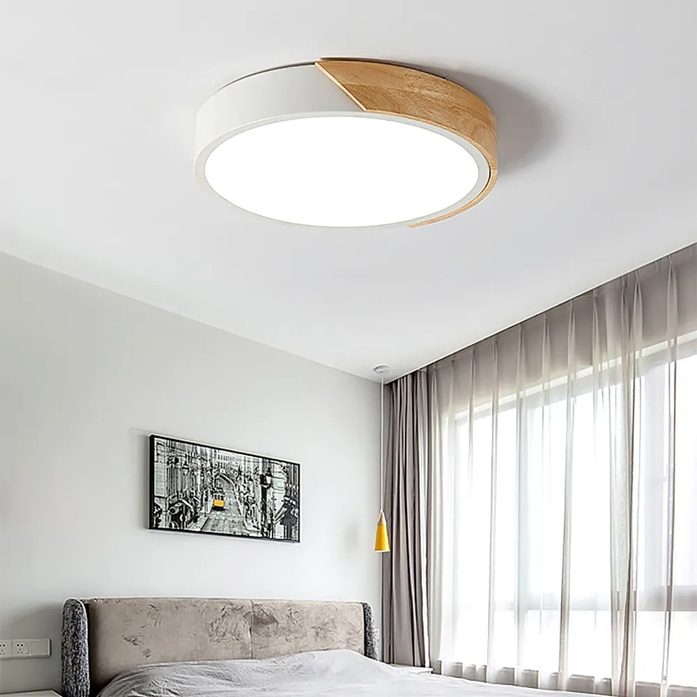Modern LED Drum Shaped Medium Flush Mount Ceiling Light in White Dimmable