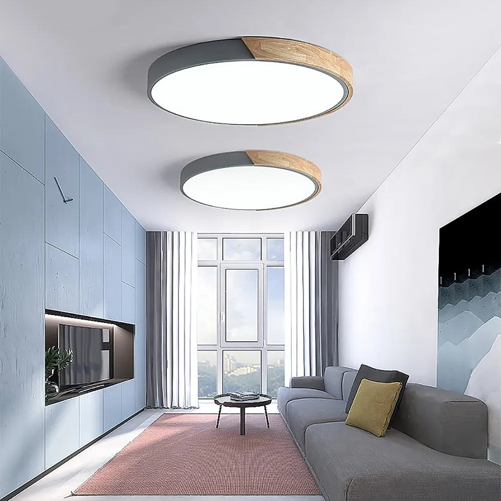 Modern LED Drum Shaped Medium Flush Mount Ceiling Light in White Dimmable