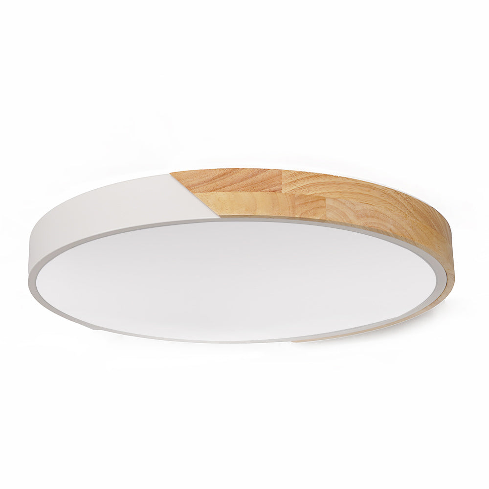 Modern LED Drum Shaped Medium Flush Mount Ceiling Light in White Dimmable
