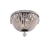 Retro Farmhouse Distressed White Wood Bead Cascade 3-Light Dome Shaped Flush Mount Ceiling Light in Rust