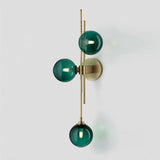Modern Gold 3-Light Decorative Green Glass Indoor Globe Wall Sconce