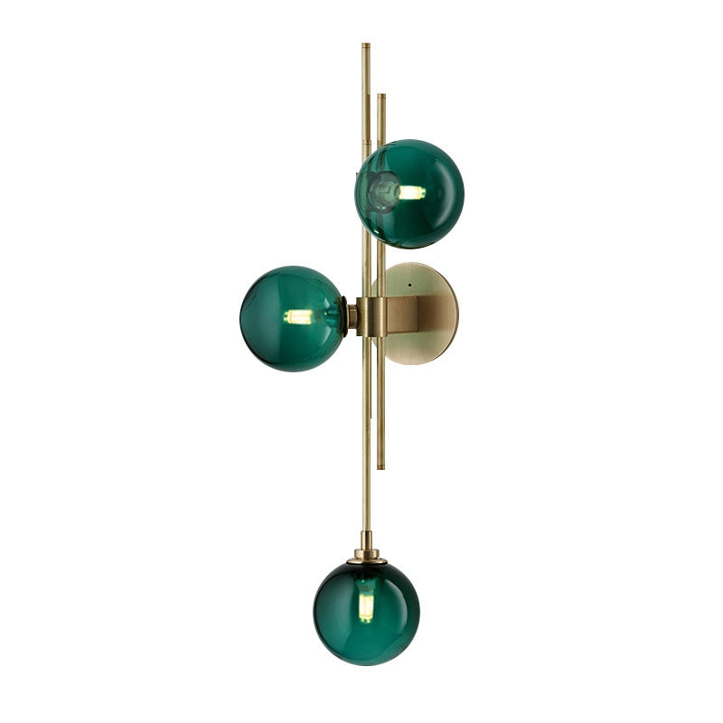 Modern Gold 3-Light Decorative Green Glass Indoor Globe Wall Sconce