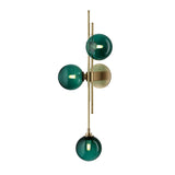 Modern Gold 3-Light Decorative Green Glass Indoor Globe Wall Sconce