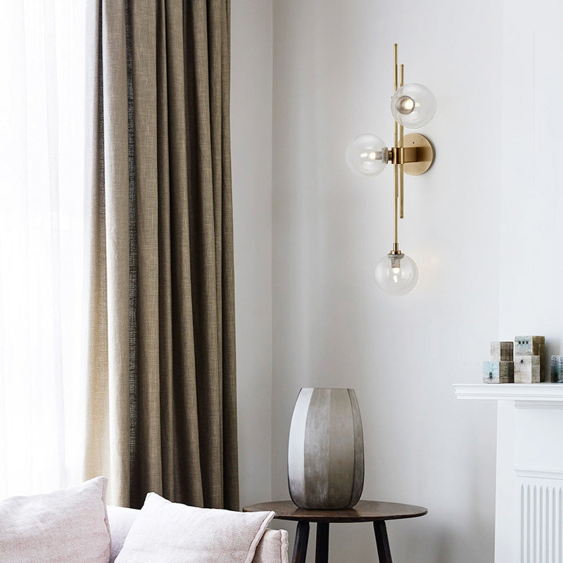 Modern Gold 3-Light Decorative Green Glass Indoor Globe Wall Sconce