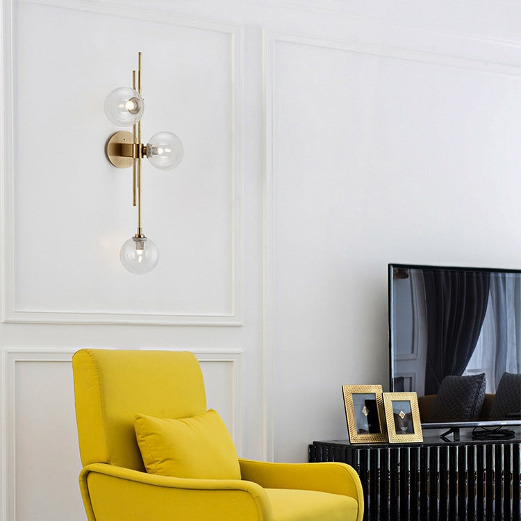 Modern Gold 3-Light Decorative Green Glass Indoor Globe Wall Sconce