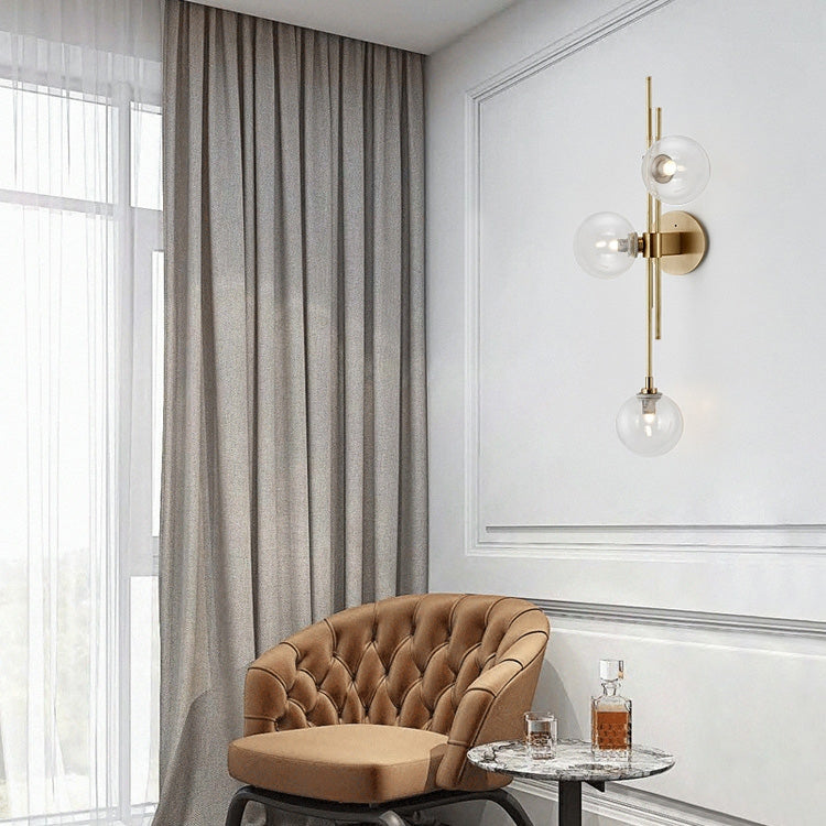 Modern Gold 3-Light Decorative Green Glass Indoor Globe Wall Sconce