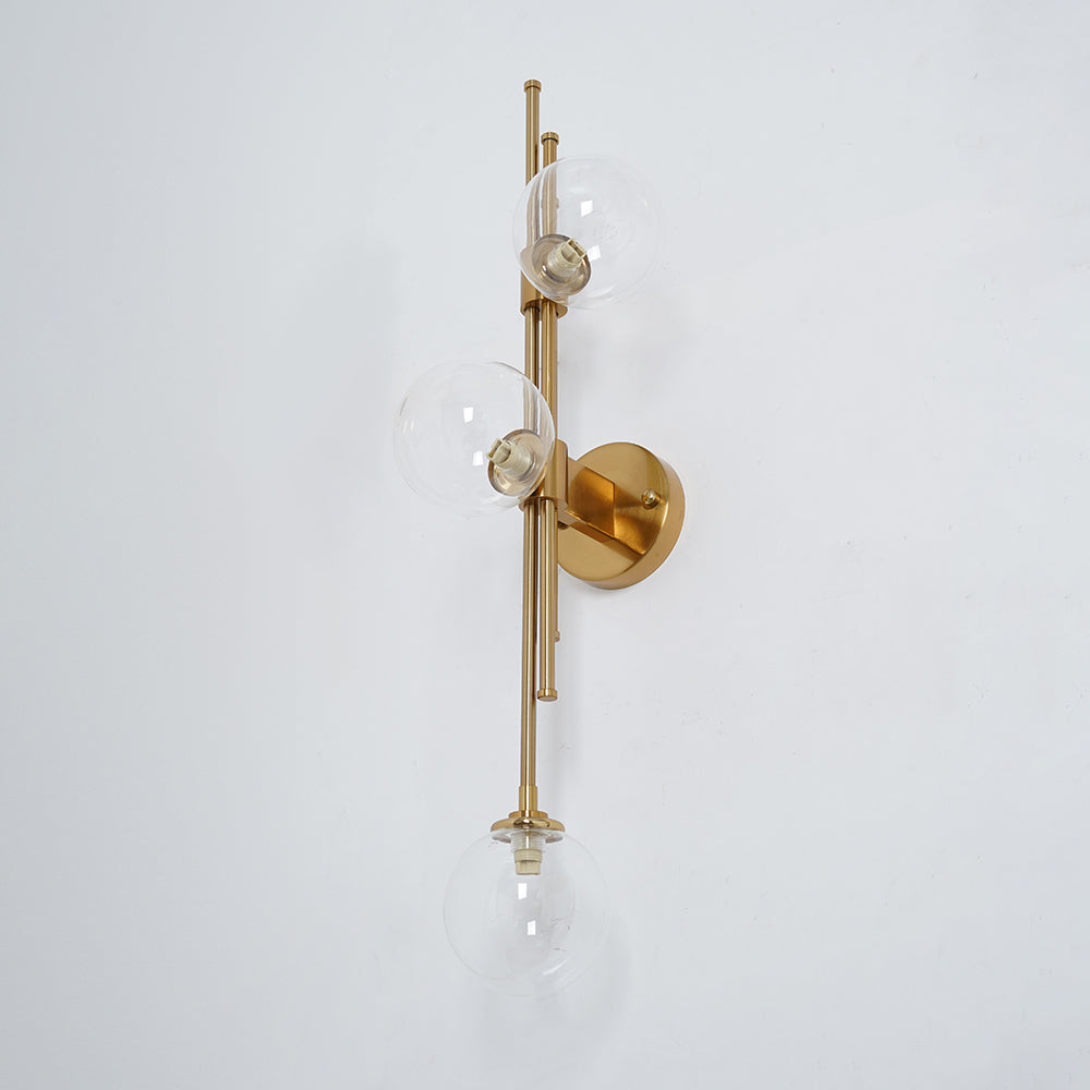 Modern Gold 3-Light Decorative Green Glass Indoor Globe Wall Sconce
