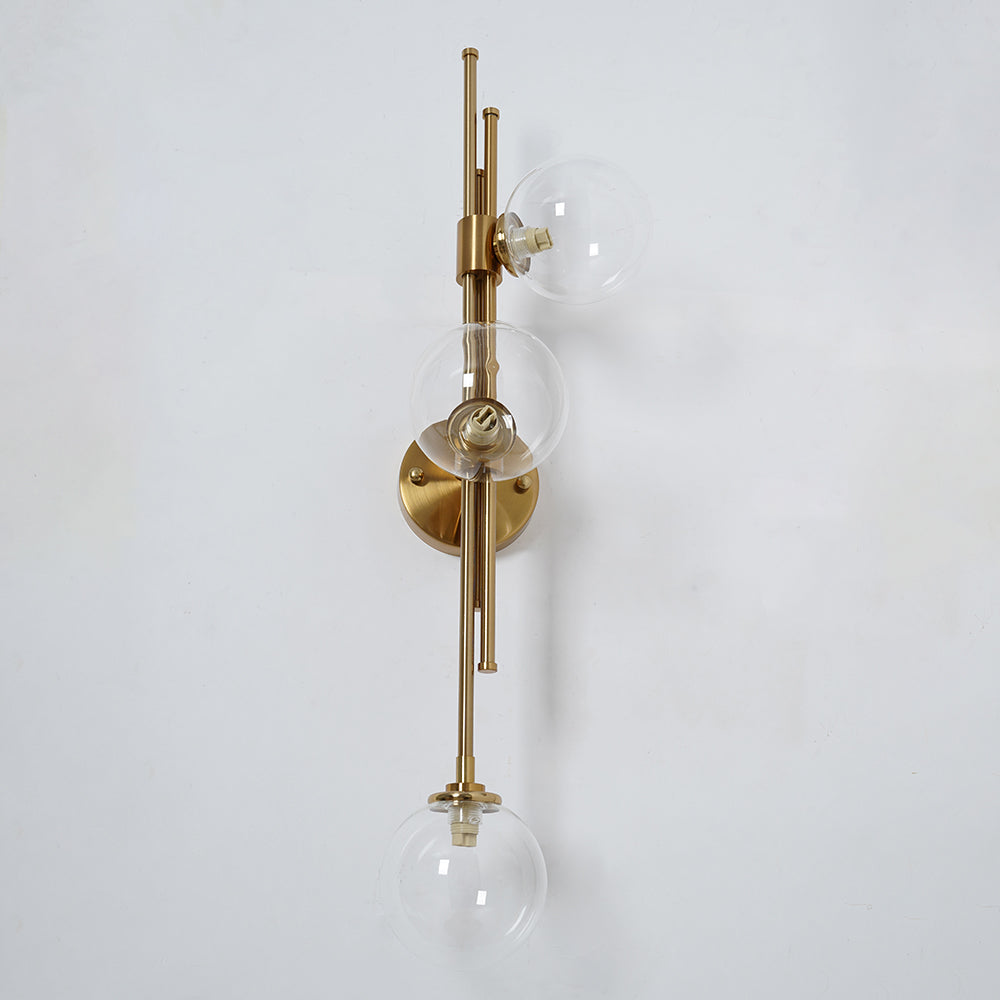 Modern Gold 3-Light Decorative Green Glass Indoor Globe Wall Sconce