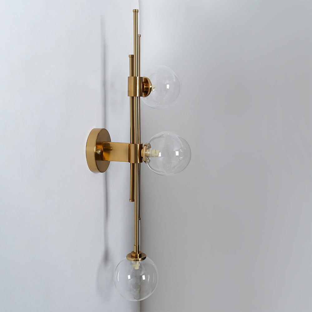 Modern Gold 3-Light Decorative Green Glass Indoor Globe Wall Sconce
