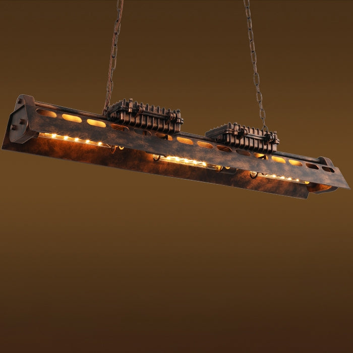 Industrial Loft Linear Pendant Light Vintage Pool Light Fixture Rust 6-Light Pendant Light