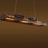 Industrial Loft Linear Pendant Light Vintage Pool Light Fixture Rust 6-Light Pendant Light