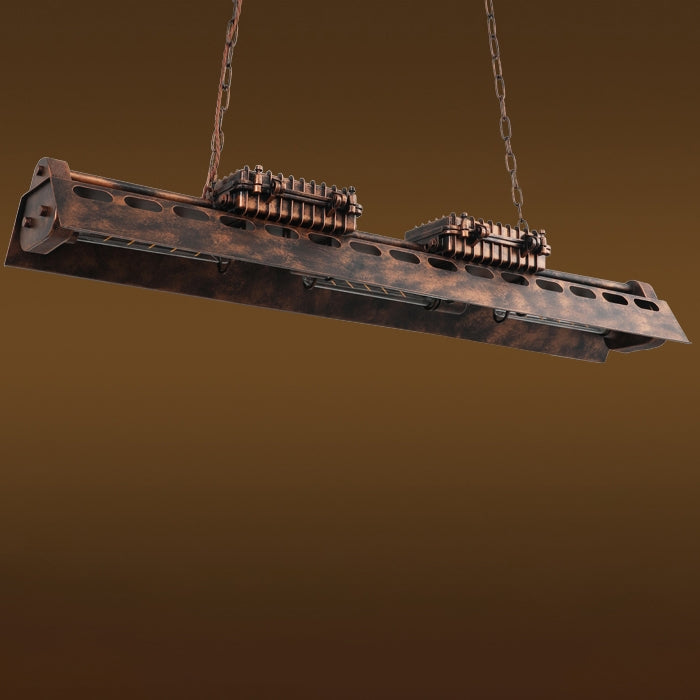 Industrial Loft Linear Pendant Light Vintage Pool Light Fixture Rust 6-Light Pendant Light