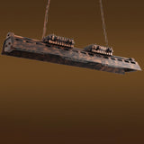 Industrial Loft Linear Pendant Light Vintage Pool Light Fixture Rust 6-Light Pendant Light