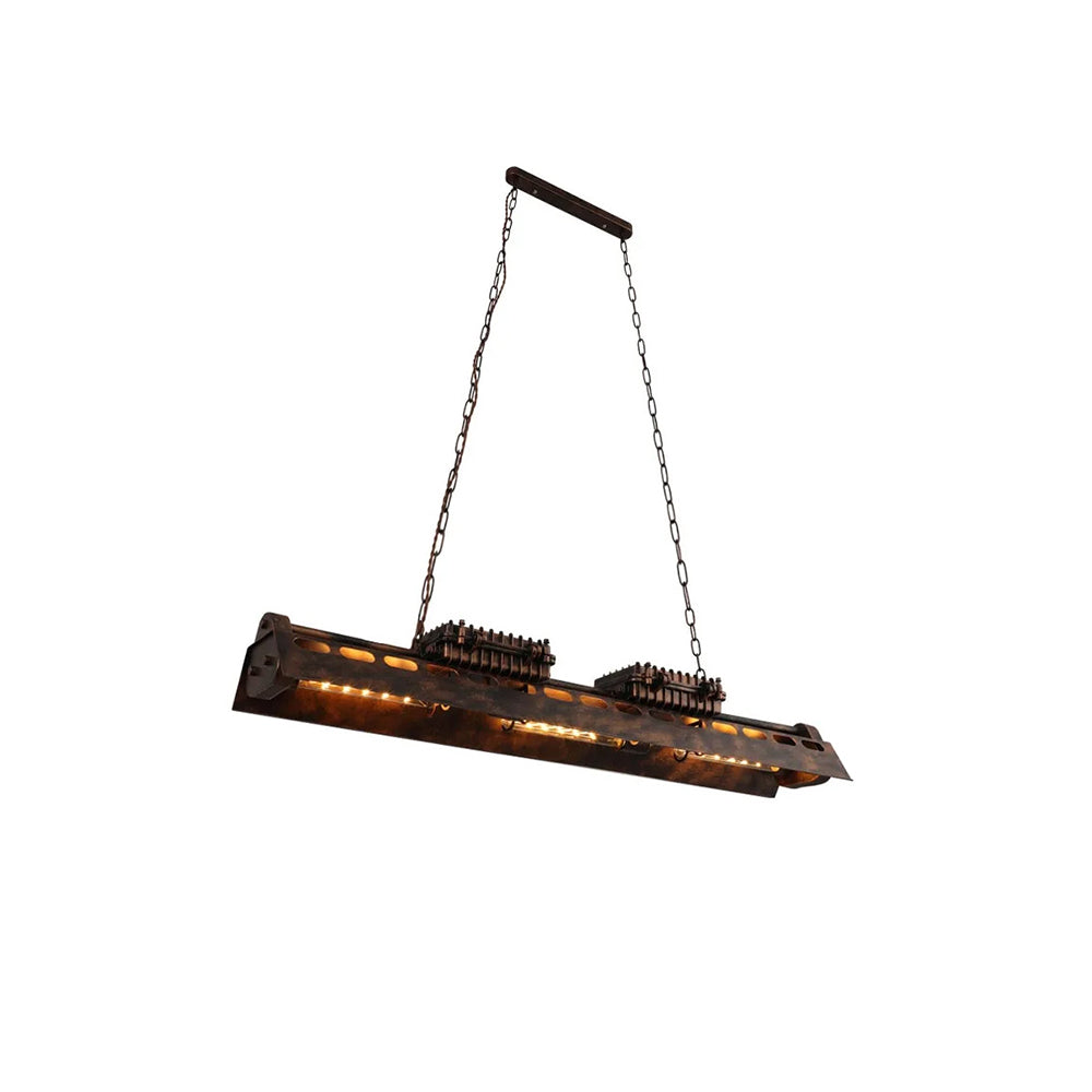 Industrial Loft Linear Pendant Light Vintage Pool Light Fixture Rust 6-Light Pendant Light