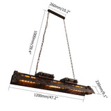 Industrial Loft Linear Pendant Light Vintage Pool Light Fixture Rust 6-Light Pendant Light