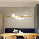 Modern Linear Glass Globe 7-Light Kitchen Island Pendant Light