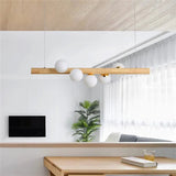 Modern Linear Glass Globe 7-Light Kitchen Island Pendant Light