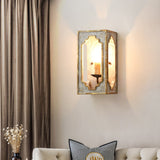 Heye French Country Candle Square Distressed Wall Sconce 1-Light