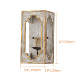 Heye French Country Candle Square Distressed Wall Sconce 1-Light