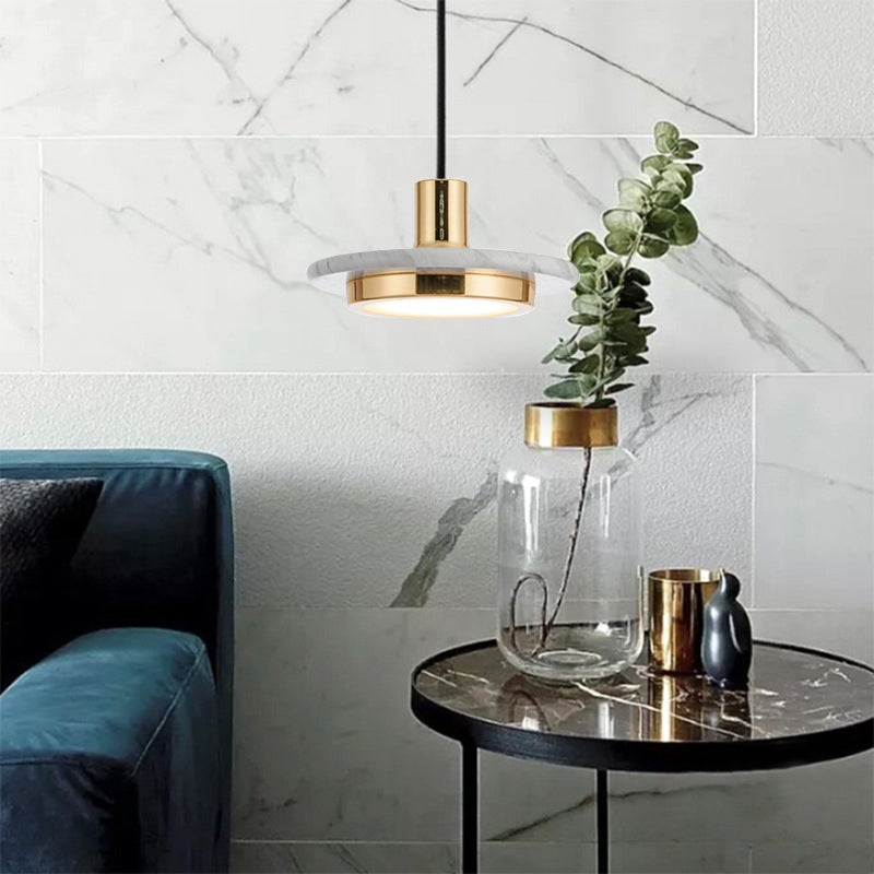 Morden 1-Light Small Pendant Light Marble Pendant Light in White