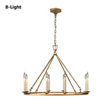 Rustic Candle 8-Light Round Chandelier Antique Brass Living Room